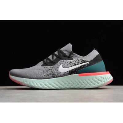 Nike Epic React Flyknit Açık Gri / Siyah / Yeşil Koşu Ayakkabısı Türkiye - XHVYT7R2